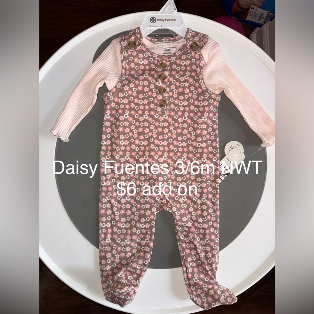 Daisy Fuentes Pink Floral Infant Footed One-Piece with Undershirt